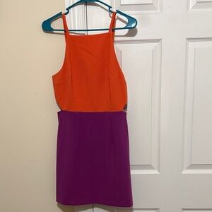 French Connection Orange and Purple Mini Dress